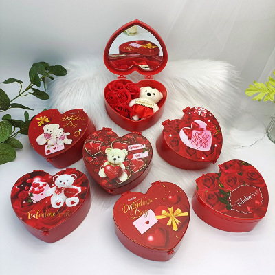 Valentine's Day Limited Red Rose Bear Love Jewelry Box Wedding Commemorative Gift Wedding Gift Wholesale