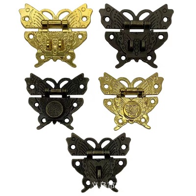 Antique Wooden Box Buckle Antique Box Buckle Butterfly Box Buckle Panel Buckle Hidden Hook Alloy Buckle Lock Decoration