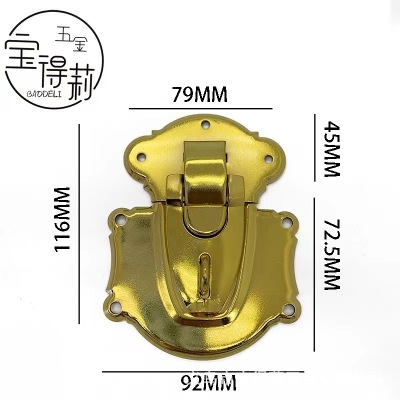 High-End Leather Case Buckle Wooden Case Lock Flat Bottom Hanging Hole Lock Large Lock Modern Leather Case Buckle Large Shackle Gold