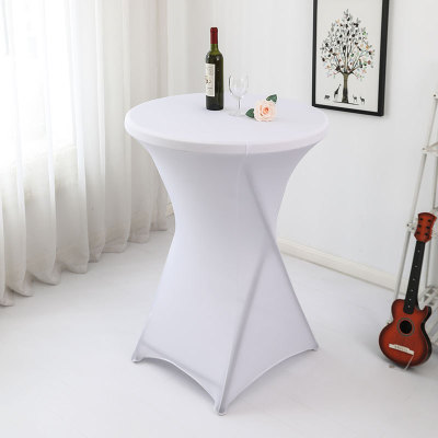 Elastic Table Cover Bar Cover Hotel Wedding Activity Restaurant Banquet Decoration Solid Color round Cocktail Table Cover Wholesale