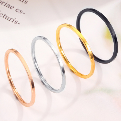 Cross Border Popular Couple Ultra-Fine Glossy Titanium Steel Female Ring Simple Food Tail Ring Ring Stainless Ornament