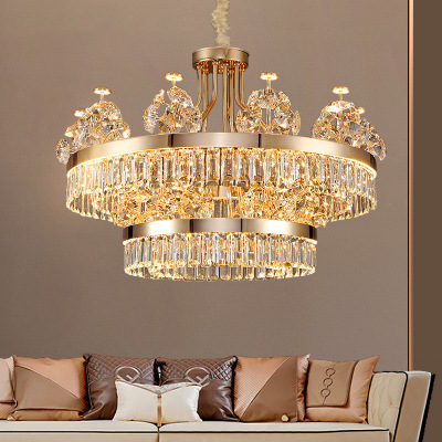 Factory Direct Sales Light Luxury Crystal Chandelier Atmosphere Lamp in the Living Room Post-Modern Villa Simple American Bedroom Light Dining-Room Lamp
