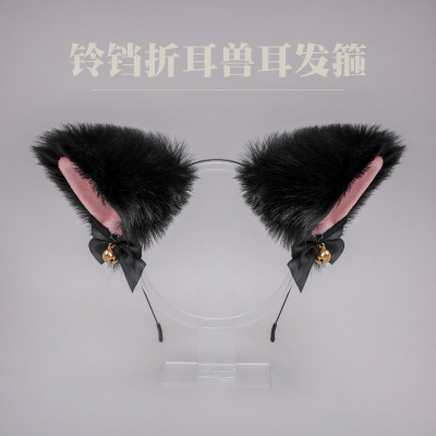 Japanese Cute Plush Cat Ear Bell Bow Lolita Headdress Fox Ear Accessories Cat Ear Headband