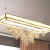 New Chinese-Style Chandelier Restaurant Bar Tea Room Coffee Shop Lamps Fabric Golden Ring Rectangular Glass Bulb