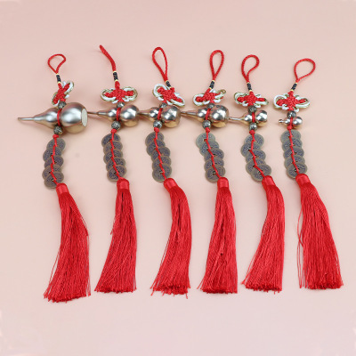 Factory Wholesale Supply Woven Chinese Knot Tassel Car Supplies Pendant Copper Gourd Car Hanging