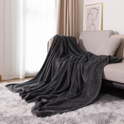 Cross-Border Spot Supply Pineapple Plaid Blanket Flannel Blanket Thickened Solid Color Sofa Cover Cover Blanket Nap Blanket