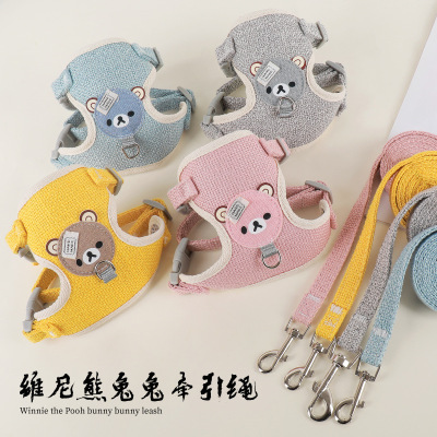 Rabbit Small Pet Outing Rope Dog Cat Guinea Pig Clothes Chest Strap Vest Cartoon Bear Hand Holding Rope
