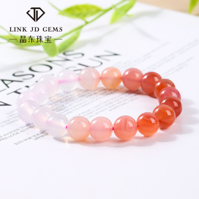 Jewelry Gradient Color Yanyuan Agate Bracelet Girls Niche Crimson Cute Single Circle round Beads Bracelet Wholesale