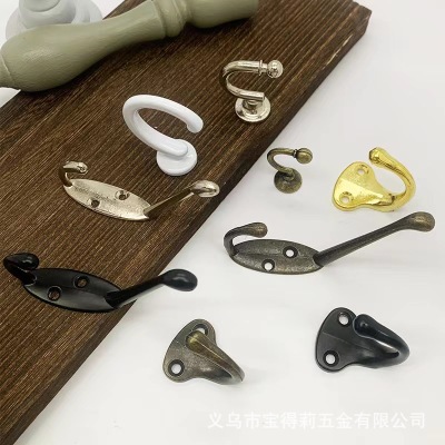 Retro Zinc Alloy Small Cabinet Coat and Cap Wall Hook Gift Box Decoration Clothes Hook behind the Door Clothes Hook Kitchen Double Hook