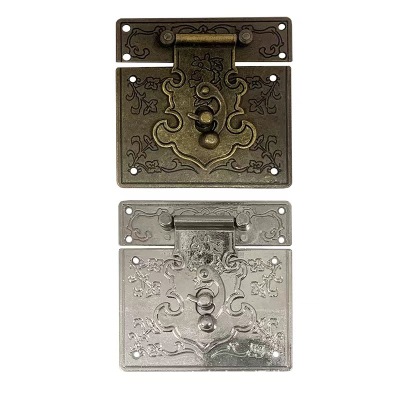Manufacturer Latch of Bags and Suitcases Gift Box Panel Antique Butterfly Alloy Lock Iron Box Buckle Wooden Box Wooden Case Packaging Buckle