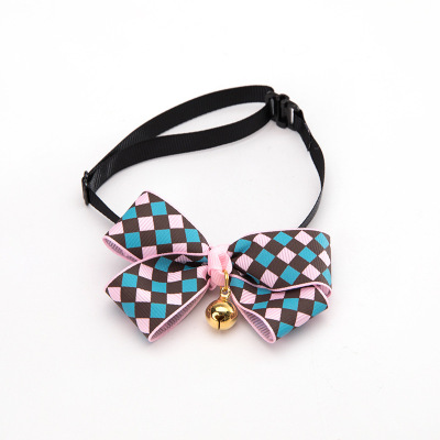 Polyester Silk British Style Dog Bell Collar Pet Tie Tie Bow Cat Bell Necklace Ornament