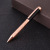 Creative Rose Gold Carved Pen Holder Metal Oil Pen Advertising Metal Rotating Ballpoint Pen Office Supplies