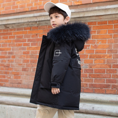 Children's Clothing One Piece Dropshipping Goods Children's down Jacket Boys' Mid-Length Thickened New Medium and Large Children's Winter Clothing Factory Wholesale