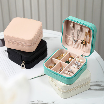 Simple Ins Macaron Ornament Storage Box Travel Ear Stud Necklace Ring Storage Jewelry Box Portable