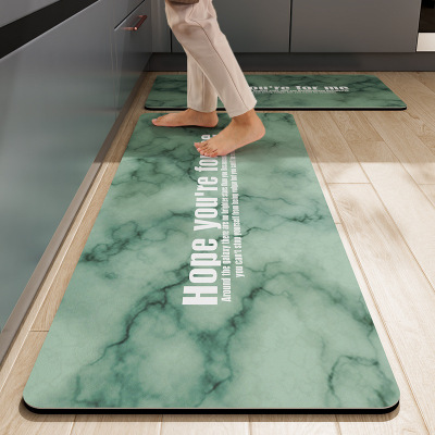 Kitchen Floor Mat Washable Erasable Door Mat Waterproof Anti-Oil Foot Mat Household Strip Mat Absorbent Non-Slip Carpet