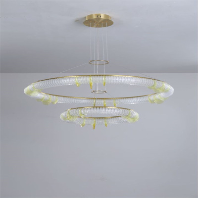 Nordic Restaurant Chandelier Modern Minimalist Creative Personality Affordable Luxury Led Brushed Ring Chandelier 2021new Lamps