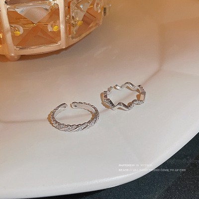 Ins Cold Style Special-Interest Design High Sense Simple Bracelet Super Delicate Bead-Set Diamond Ring Open Temperament