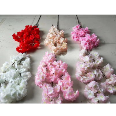 120 Cherry Blossom Artificial Flowers Wedding Celebration Decoration Hotel Plastic Artificial Flowers Factory Wholesale 