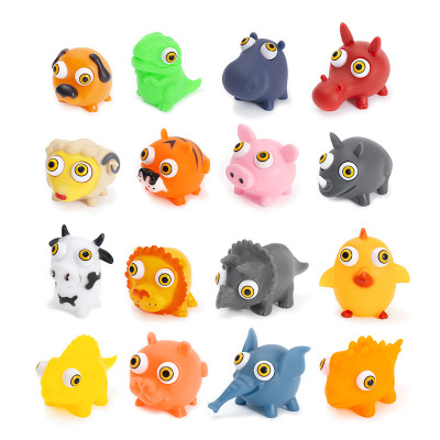 Cross-Border Hot Cartoon Animal Farm Squeeze Eye-Popping Doll Squeeze Eye Squeezing Toy Plastic Convex Vent Toy