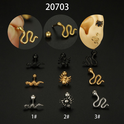 Fashion Spider Snake Ear Bone Stud Korean Style Simplicity and Exaggeration Ear Studs Ear Clip Earrings Piercing Jewelry