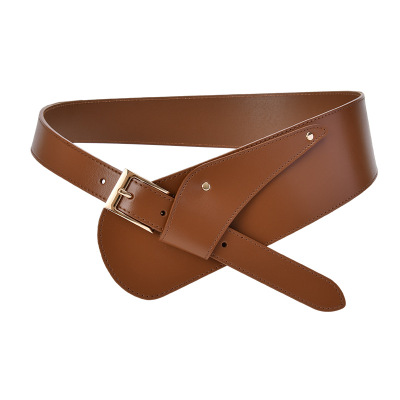 New Women's Belt Decoration Fashion Waist Match with Coat Waist-Tight Leather Belt Coat Oblique Wide Waist Seal Belt