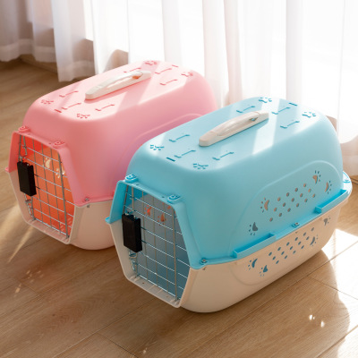 Dog/Cat Plastic Air Transport Flight Case Portable out Check-In Suitcase Portable Pet Transport Cage Pet Car Carrying Box