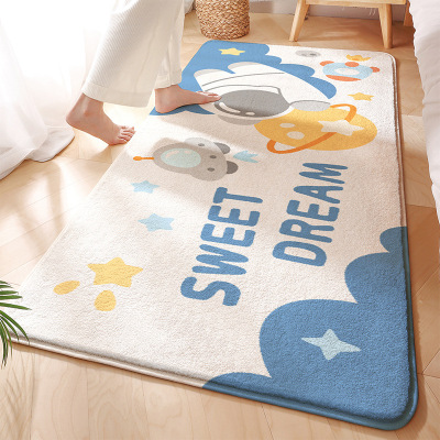 Cartoon Lambswool Non-Slip Bedroom Carpet Floor Mat Living Room Thickening Cushion Household Children Room Bedside Blanket