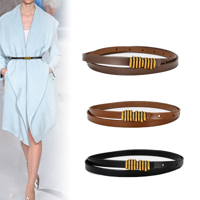 Caterpillar Cowhide Belt Casual All-Match Women's Belt Fashion Decorative Suit Jeans Belt Belt Female Factory Wholesale