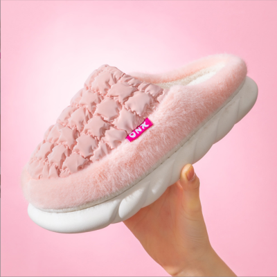 Thick-Soled Cotton Slippers Women's Poop Feeling Indoor Household Warm Keeping Heel Cover Confinement Woolen Slipper Men