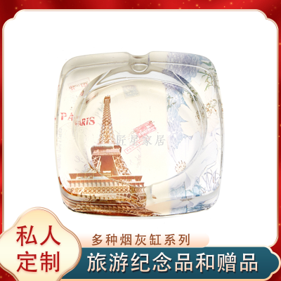 Factory Direct Sales Crystal Glass Ashtray Customizable Guest Logo Square Ashtray Crystal round Ashtray