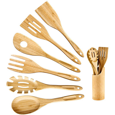 Bamboo Shovel Set Kitchen 7-Piece Set Non-Stick Spatula Factory Wholesale Support Graphic Customization Amazon