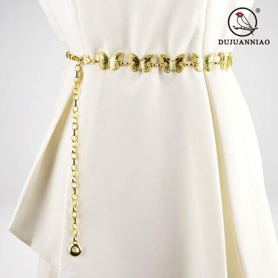 New Waist Chain Metal Butterfly Accessories Golden Belt Ins with Skirt Dress Tight Waist Chain Decoration Belt