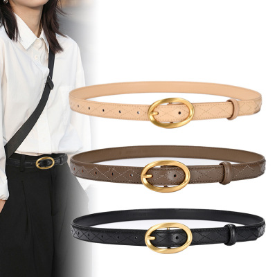 Factory Direct Supply Genuine Leather Belt Women's All-Match Decoration Jeans Belt Casual Korean Style Retro Style Women's Belt Wholesale