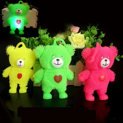 Flash Hairy Ball Luminous Bear Seven Colors Noctilucent Bunny Vent Elastic Ball Children's Toy Stall Supply