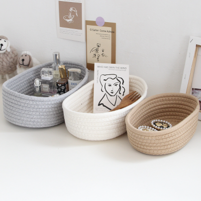 Hand-Woven Cotton Thread Storage Basket