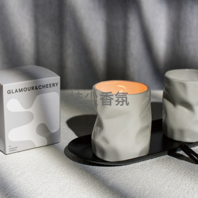 High-end hand-kneaded ceramic cup soy wax aromatherapy candle