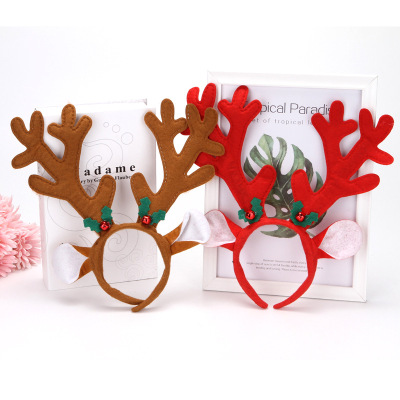 Rl450 Multi-Angle Brown Ears Antlers Red Bell Thickened Antlers Headdress Christmas Antlers Antlers Headband in Stock