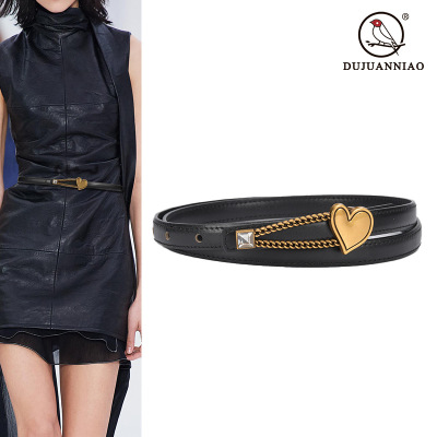Belt Women's Design Sense Niche New Style Clip Love Buckle Fashion Characteristic Belt with Suit Jeans Strap
