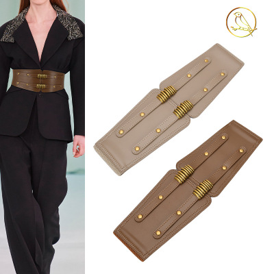 Women's Elastic Waistband Fashion Stretch Wide Belt Korean Style Versatile Dress Decoration Wide Waist Seal Women's Genuine Leather