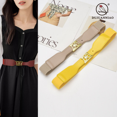 Black Belt Women Elastic Elastic Waist Seal Single Circle Versatile Dress Shirt Coat Sweater Waistband Belt Wholesale