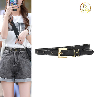 New Products in Stock Women's Belt Female Palm Print Pin Buckle Belt Women's Pure Cowhide All-Match Simple Denim Suit Skirt Pant Belt