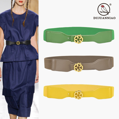 European and American Fashion Wide Waist Seal Fashion round Buckle Elastic Elastic Wide Belt Decorative Accessories Personality Belt Factory Wholesale