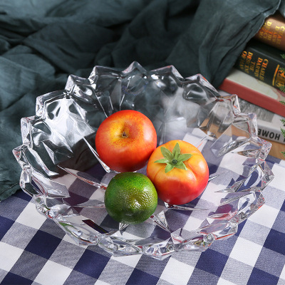 Large Crystal Glass Fruit Plate Modern Living Room Creative Home Salad Bowl Candy Dried Fruit Fruit Plate