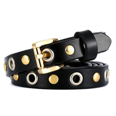 New Waist Belt Decorative Dress Small Belt Stylish Simple and Versatile Casual Rivet Women's Belt round Hole