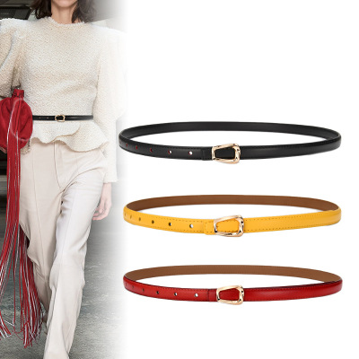 New Genuine Leather Thin Belt Women's Fashion Bag with Skirt Simple and Trendy Slim Waist Belt Korean Style Women's Thin Belt Wholesale