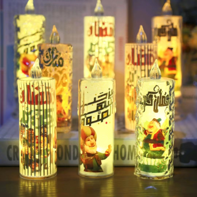 Ramadan Fine Vertical Pattern/Rose Pattern Candle Ambience Light Decorative Lamp
