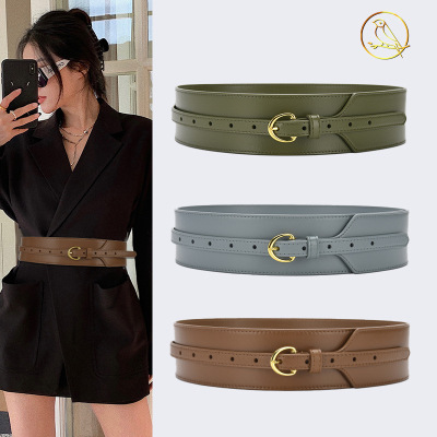 Waist Seal Women's Outer Wear Girdling Decoration Shirt Versatile Western Assembly Dress Waist Slimming Genuine Leather Wide Belt