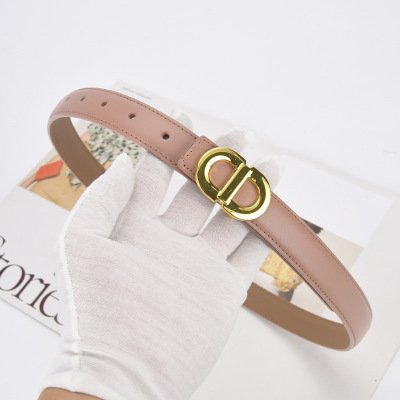 Women's Belt Double D Alloy Buckle-Shaped Simple Decorative Pants Belt Genuine Leather Student Daily Casual Wear Wholesale