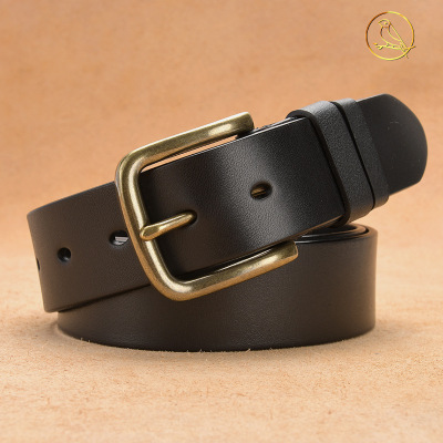 Men's Leather Belt Vintage Casual Belt First Layer Cowhide Pin Buckle Pant Belt Lengthened Handmade Belt Factory Direct Sales