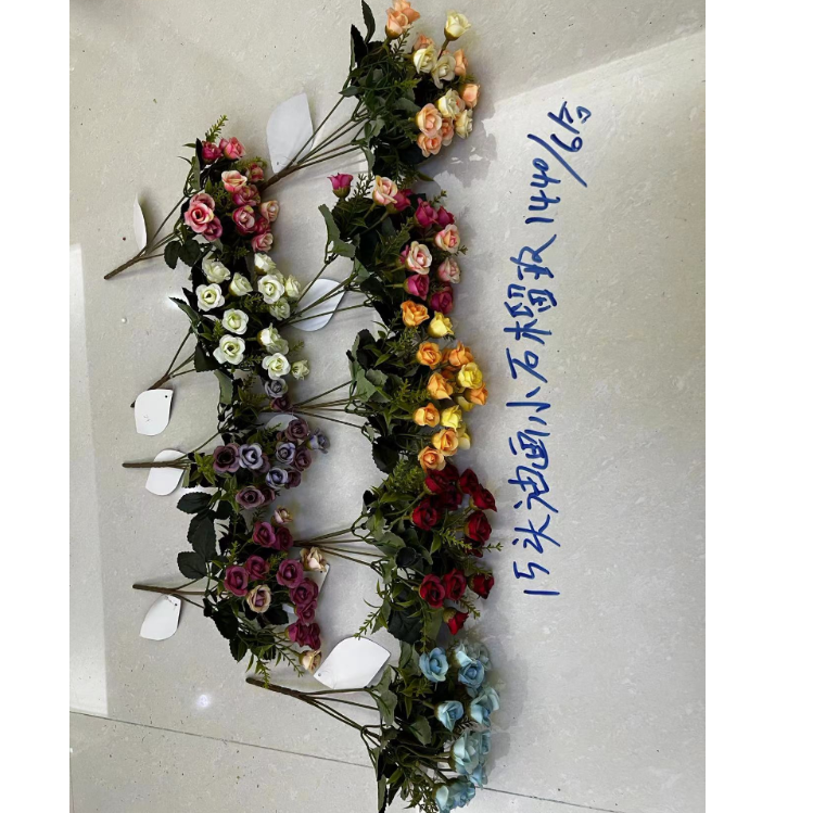 15头油画小石榴玫瑰 仿真花家居装饰人造花 批发 厂家玫瑰